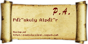 Páskuly Alpár névjegykártya